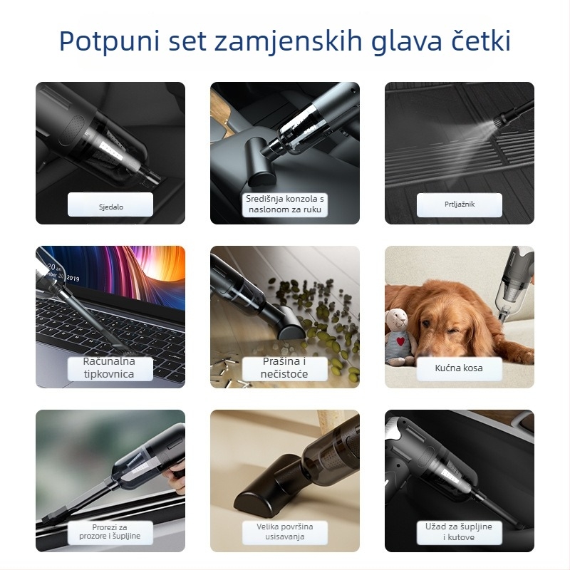 Ručni bežični usisavač za automobil, 70W, 7.4V, 5500Pa, punjiv