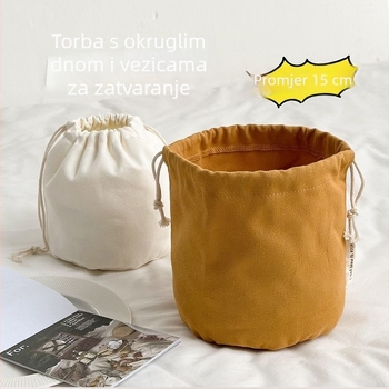 Kozmetička torba - cilindričnog oblika, platno, višestruka namjena (Cylindrical, Canvas, Multipurpose, Travel, Makeup storage)