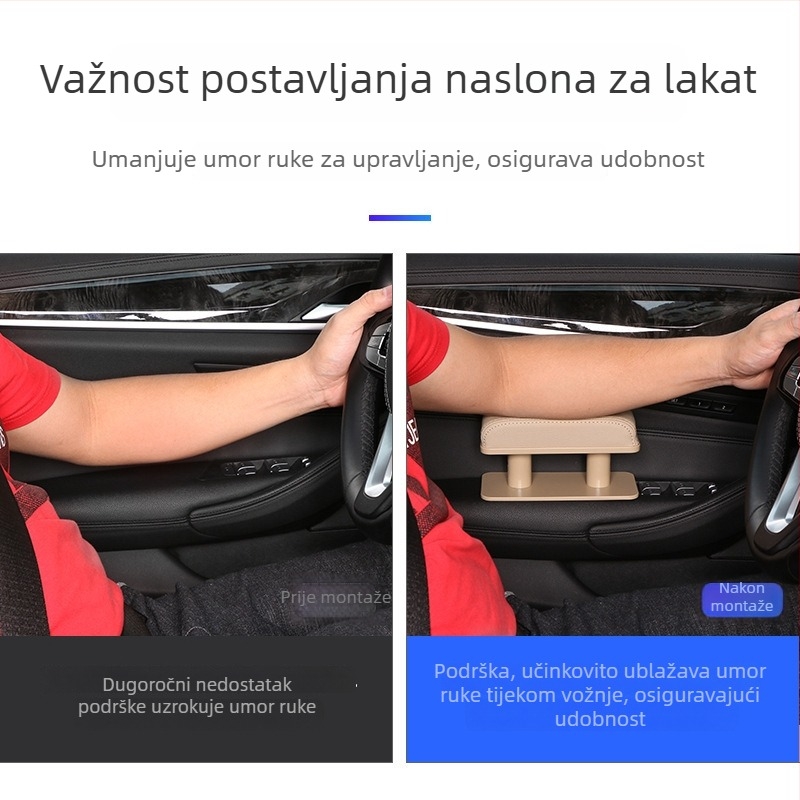 Lijevi kožni jastučić naslona za ruke u autu (Univerzalno, Model 6913, Težina 0,2 kg, Montažna podrška)