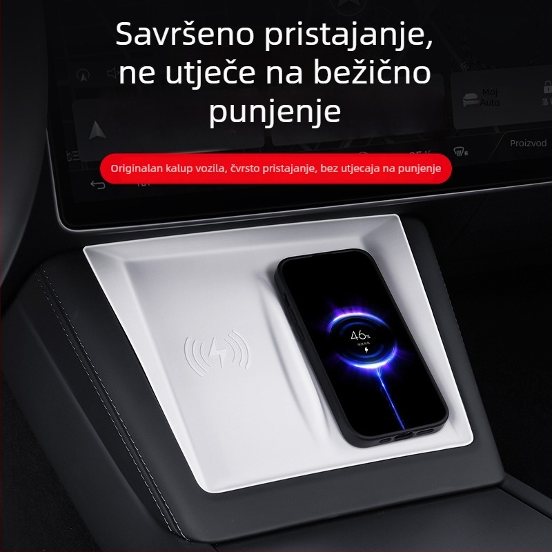 Silikonska podloga za središnju konzolu Tesla Model 3 (2023) — protuklizni jastučić, marka Pure, ispisani logotip