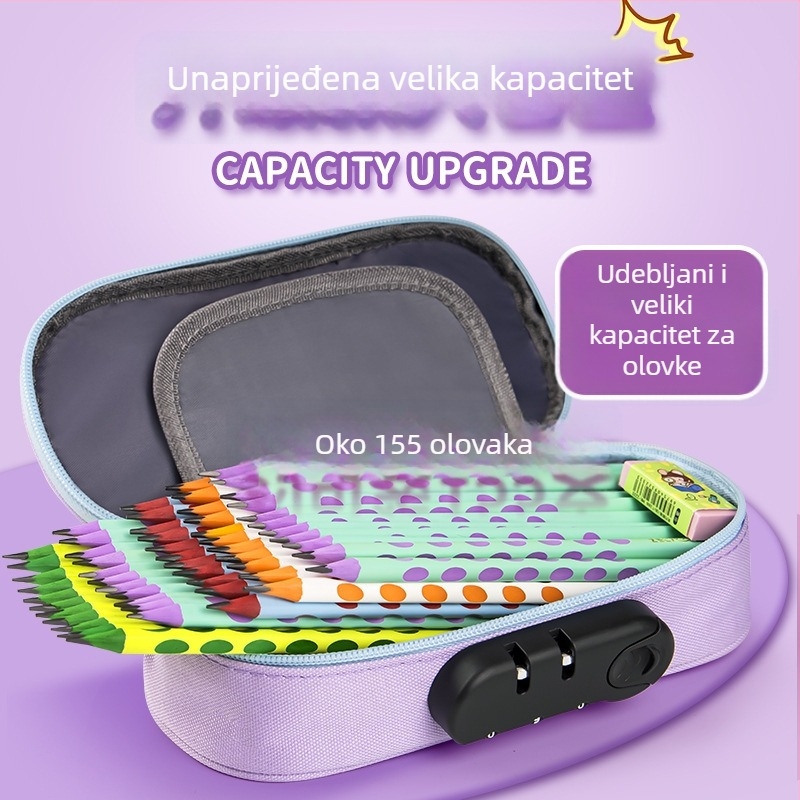 Pernica s lozinkom, platnena, velika kapaciteta, univerzalna za učenike, crtani stil