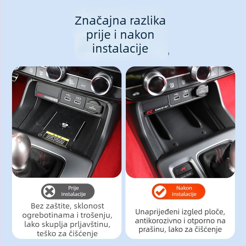 Silikonska unutarnja podloga za auto s držačem za šalicu pri vratima i prostorom za pohranu — bez prilagodbe