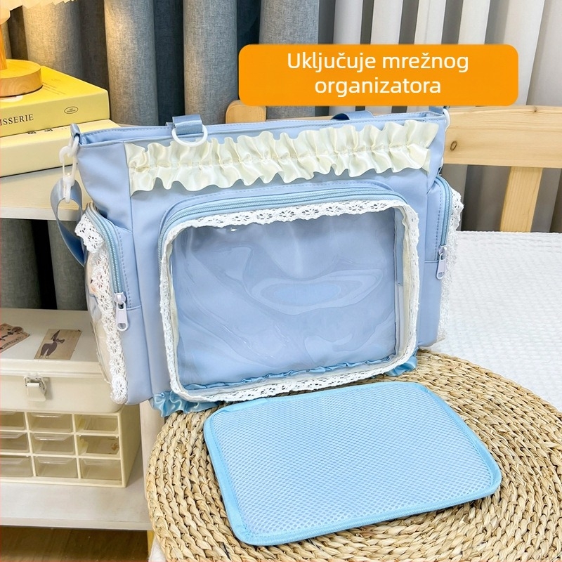 Crossbody torbica velike kapacitete - najlon, vodootporna, podstava od poliester-pamuka, za žene, školska uporaba