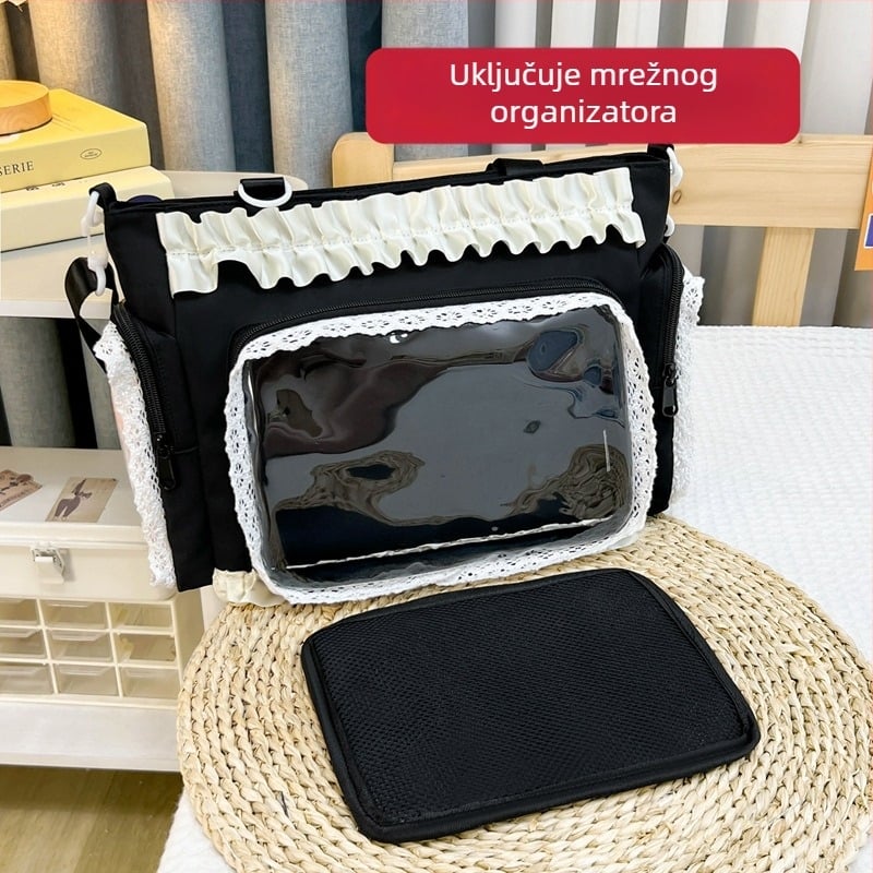 Crossbody torbica velike kapacitete - najlon, vodootporna, podstava od poliester-pamuka, za žene, školska uporaba