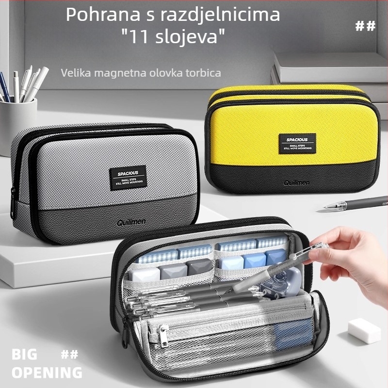 Kailiwen magnetska torbica za olovke s velikim kapacitetom, vertikalni dizajn, tkanina