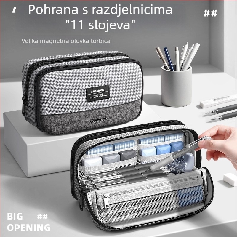 Kailiwen magnetska torbica za olovke s velikim kapacitetom, vertikalni dizajn, tkanina