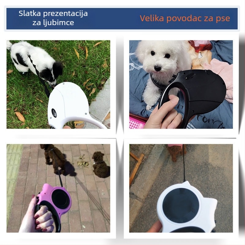 Automatski produžni povodac za kućne ljubimce, ABS materijal, pogodan za mačke i pse, podesiv mehanizam