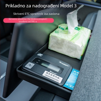 Tesla Model Y3 Stražnja kutija za pohranu u srednjoj konzoli sa držačem za maramice i ETC pladnjem (plastika) – Kompatibilno s Tesla; Podrijetlo: Guangzhou; Šifra proizvoda: 007