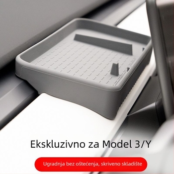 Tesla Model Y3 Stražnja kutija za pohranu u srednjoj konzoli sa držačem za maramice i ETC pladnjem (plastika) – Kompatibilno s Tesla; Podrijetlo: Guangzhou; Šifra proizvoda: 007