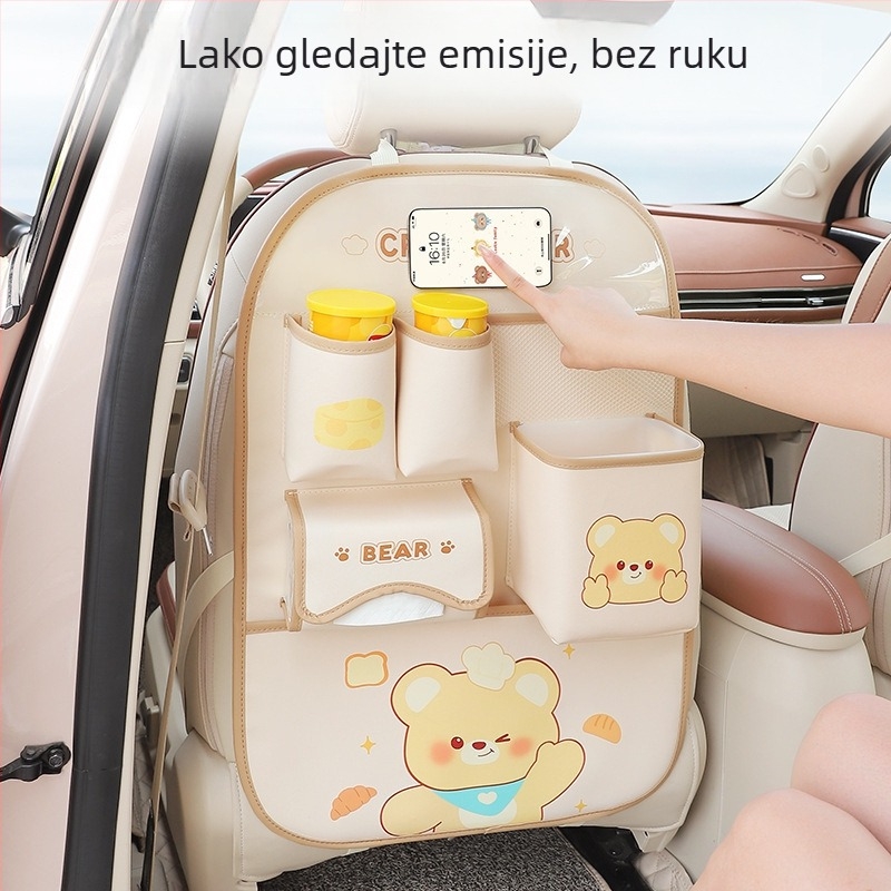 Torba za pohranu na stražnjoj strani sjedala automobila, kožna, viseći tip, univerzalna prilagodba, vodootporna i otporna na tlak