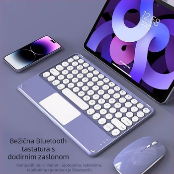 Bežični Bluetooth tipkovnica i miša s numeričkim dijelom; kompatibilan s Apple iPad i Huawei tabletima te Android uređajima; Bluetooth veza; tiho punjenje