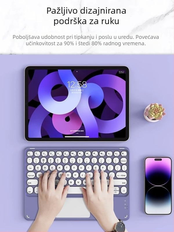 Bežični Bluetooth tipkovnica i miša s numeričkim dijelom; kompatibilan s Apple iPad i Huawei tabletima te Android uređajima; Bluetooth veza; tiho punjenje