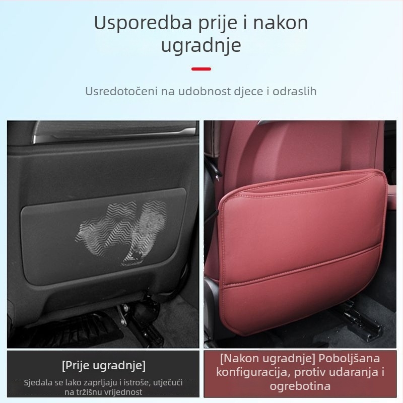 Pamukna podložka za stražnju sjedalu automobila, zaštita od dječjih udaraca, s džepom za pohranu i kukom, prašinu otporna