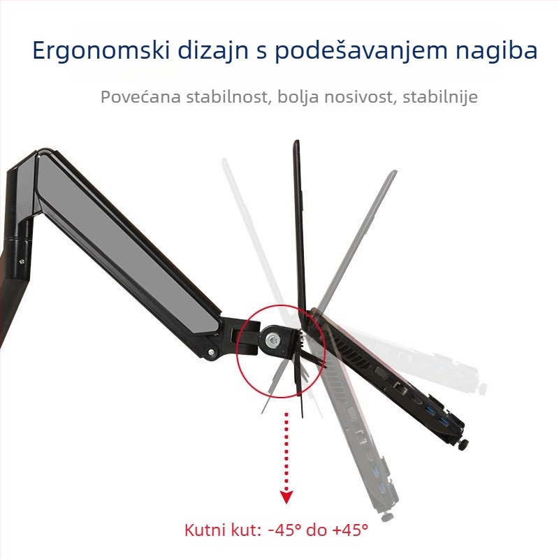 Držač za laptop od hladno valjanog čelika, kompatibilan s 10–16 inčnih prijenosnih računala, težina 1.0 kg, branda Three Strategies