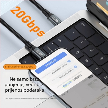 USB Type-C kabel za prijenos podataka i punjenje, pleteni, 100W brzo punjenje, jednostrani konektor