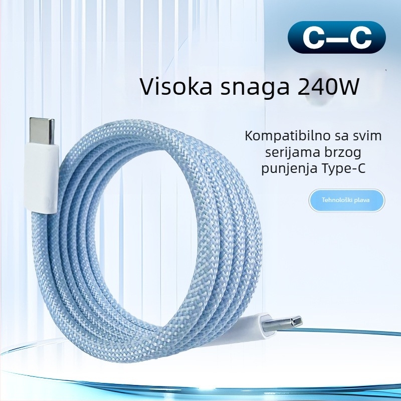 Dvostrani Type-C magnetski kabel za napajanje i prijenos podataka za tablete, 100W, duljina 1–2 m, pleteni