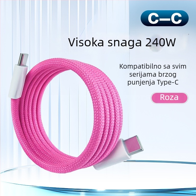 Dvostrani Type-C magnetski kabel za napajanje i prijenos podataka za tablete, 100W, duljina 1–2 m, pleteni