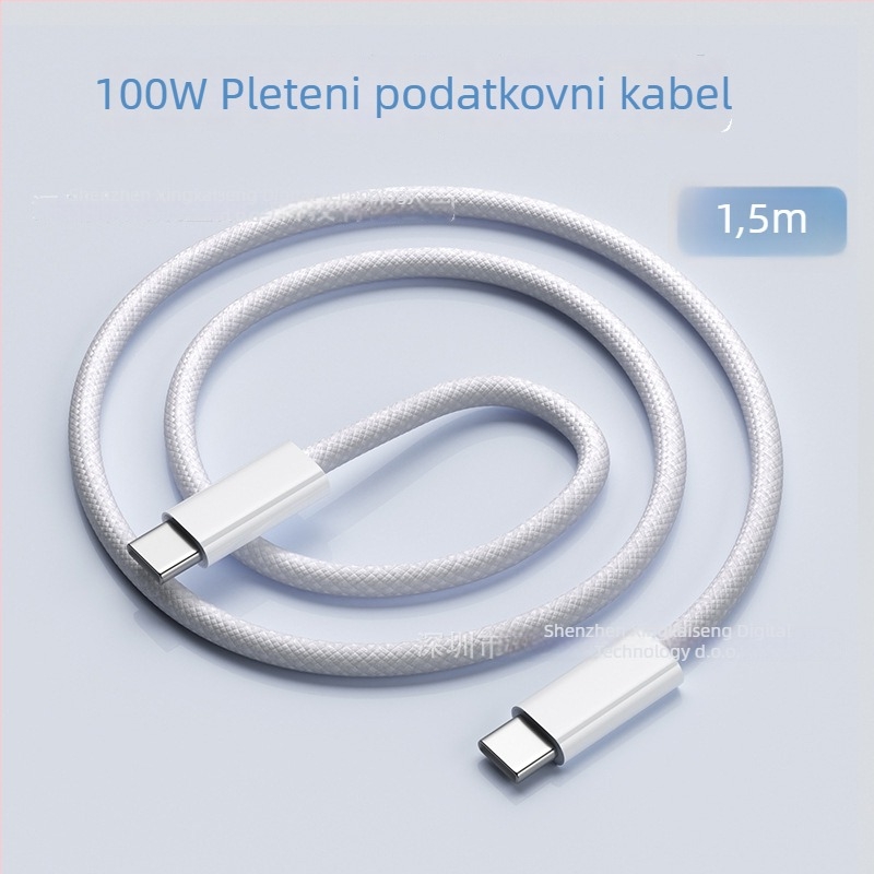 Type-C tkan kabel za prijenos podataka za Huawei, Xiaomi i Apple iPhone 15 – brzo punjenje 240W, jedan kraj, pleteni kabel