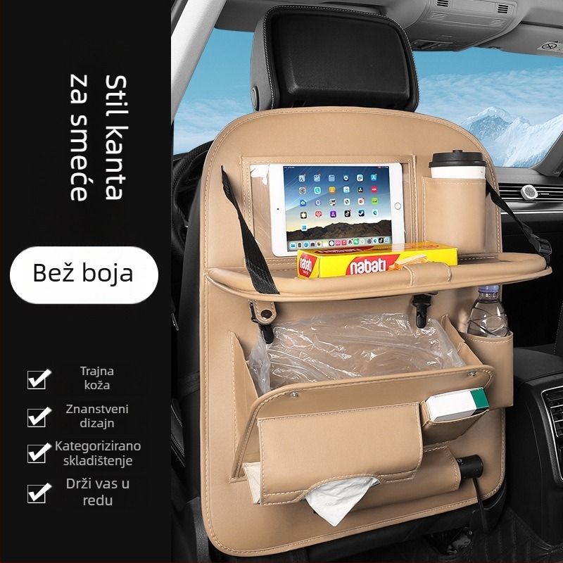 Torba za stražnji dio sjedala automobila za pohranu – kožna, vodootporna, za vješanje, prilagodljiva