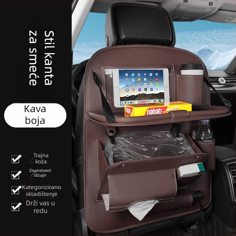 Torba za stražnji dio sjedala automobila za pohranu – kožna, vodootporna, za vješanje, prilagodljiva