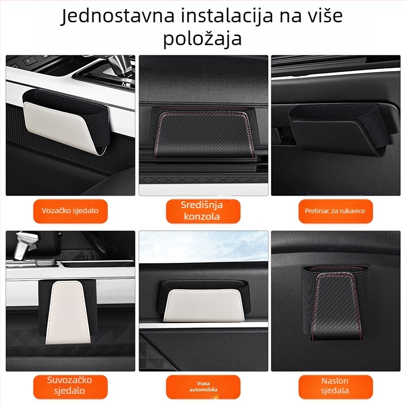 Kozni višenamjenski organizator stražnjeg dijela sjedala, s držačem za telefon i kartice te pretincom uz vrata