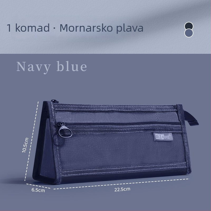 Torbica za olovke s dvostruko mrežastim dizajnom, velika kapaciteta, trapezni oblik, minimalistički stil, prijenosna, težina 50 g