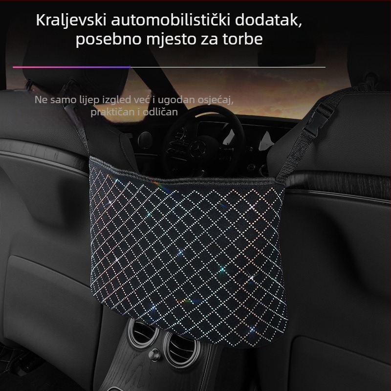 Torba za skladištenje srednjeg sjedišta automobila, viseći dizajn, poliester materijal, univerzalna primjena, moguć ispis logotipa