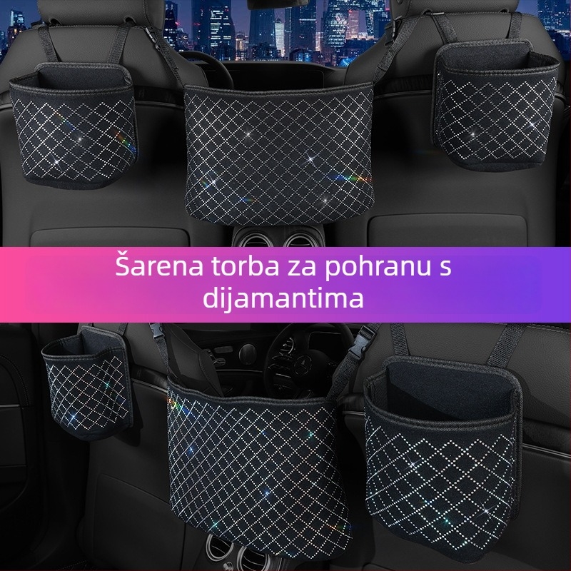 Torba za skladištenje srednjeg sjedišta automobila, viseći dizajn, poliester materijal, univerzalna primjena, moguć ispis logotipa
