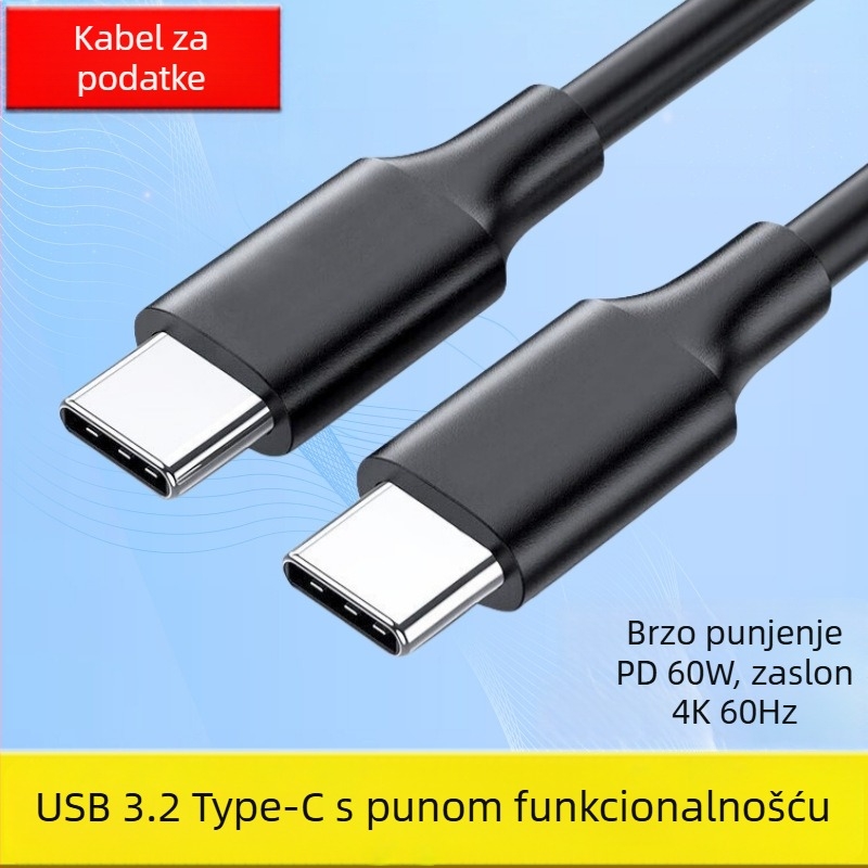 Type-C USB 3.1 kabel za podatke i brzo punjenje PD60W, 3A, PVC izolacija