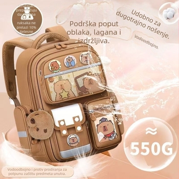 Capybara školski ruksak za učenike 1.–6. razreda, velika zapremina, zaštita kralježnice, unisex