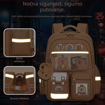 Capybara školski ruksak za učenike 1.–6. razreda, velika zapremina, zaštita kralježnice, unisex