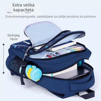 Školska torba za dječake, za razrede 1-9, Oxford tkanina, prozračan ergonomski stražnji panel, zaštita kralježnice, prugasti uzorak