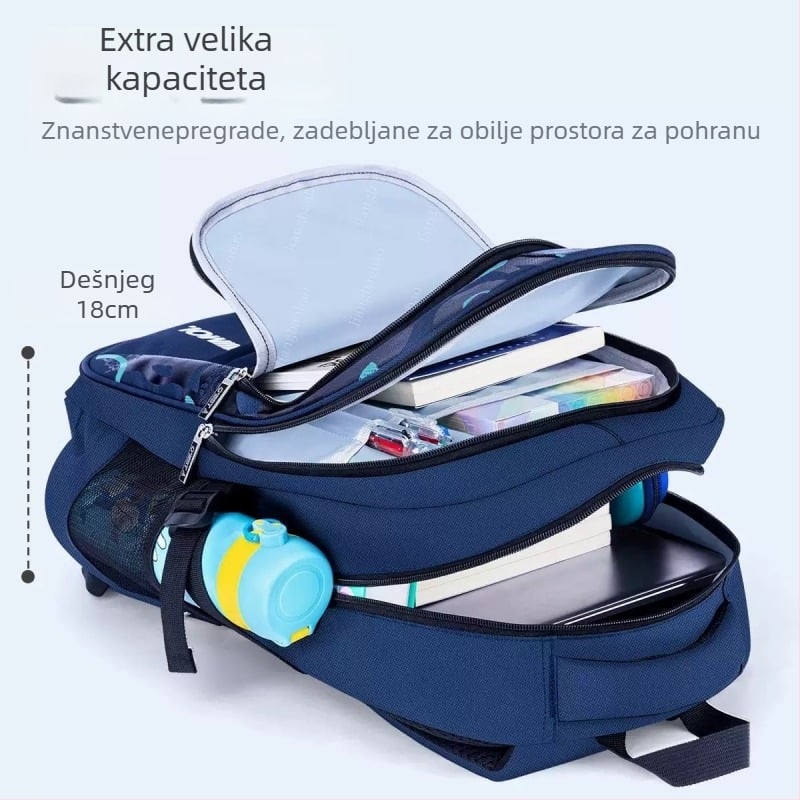 Školska torba za dječake, za razrede 1-9, Oxford tkanina, prozračan ergonomski stražnji panel, zaštita kralježnice, prugasti uzorak