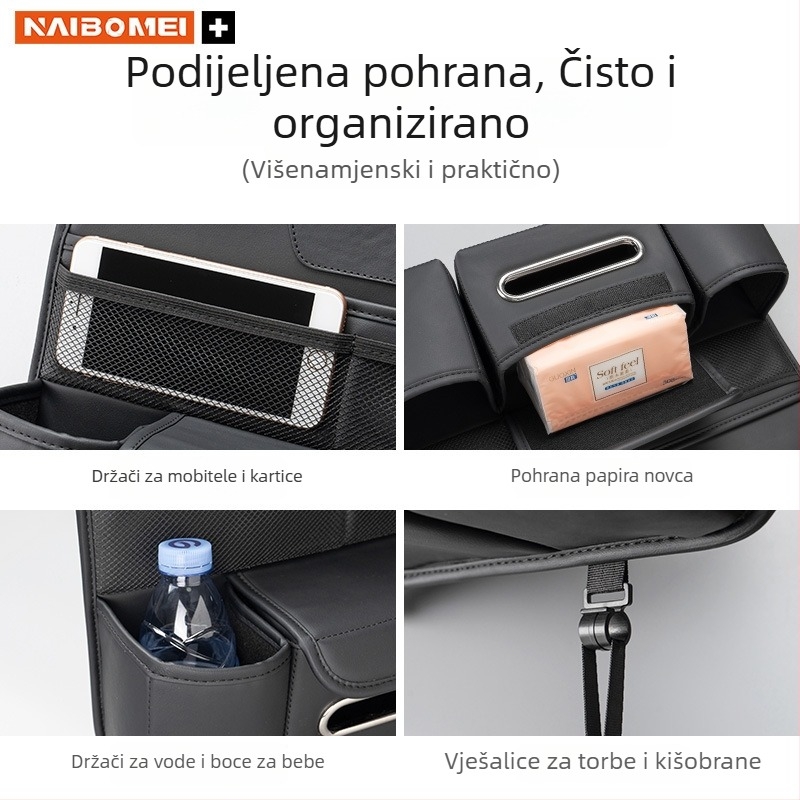 Kožna torba za pohranu iza naslona sjedala s držačem za čaše, vodootporna, s ručkom, 1 L kapaciteta - Nabome