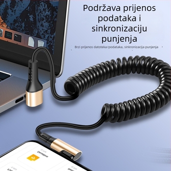 240W dvostruki Type-C kabel za podatke s oprugom, brzo punjenje, univerzalno za telefone, tablete i dronove
