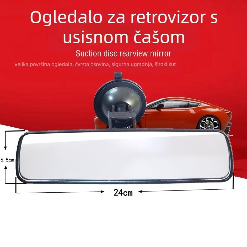 Unutarnji retrovizor za automobil s prilagodljivom usisnom čašicom i ravnim ogledalom, za vozila za obuku