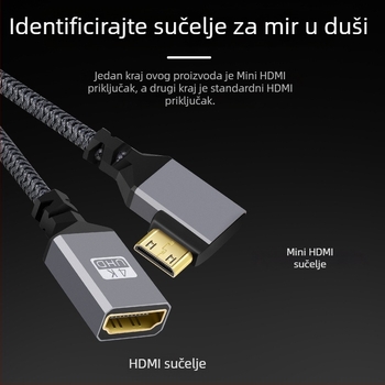 USB-C muški na HDMI Type-A ženski adapter kabel, bakar, pozlaćen, za DSLR/SLR fotoaparate i računala