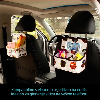 Organizator za stražnje sjedalo automobila, canvas materijal, kapacitet 2000 ml, s drškom i vješanjem, mogućnost logotipa