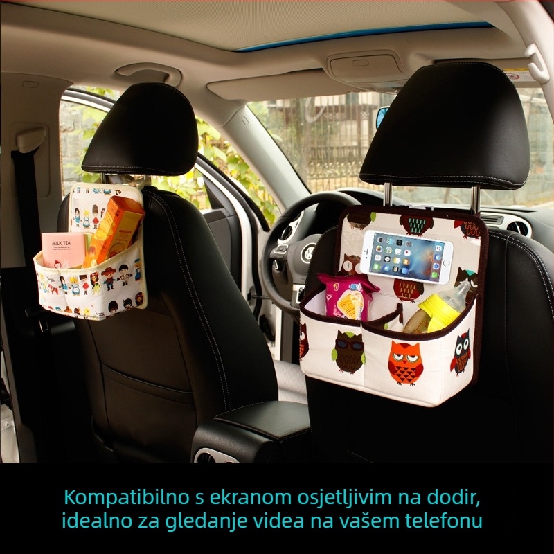 Organizator za stražnje sjedalo automobila, canvas materijal, kapacitet 2000 ml, s drškom i vješanjem, mogućnost logotipa