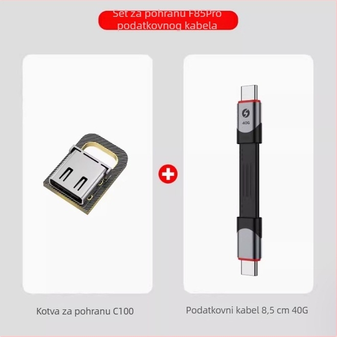 Type-C podatkovni kabel s dvostrukim završetkom Thunderbolt 3 i USB4 pune funkcionalnosti, kompatibilan s iPhone 15, dolazi s kukom za kačenje