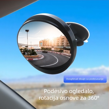 Unutarnji auto ogledalo za promatranje djeteta, sa usisnim držačem, širokokutno konveksno ogledalo