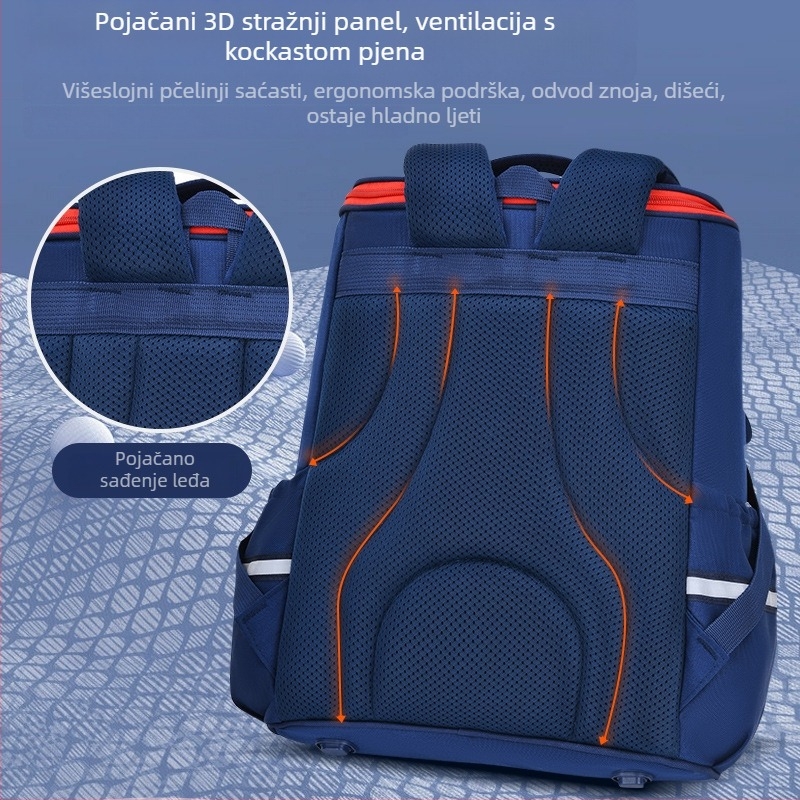 Dječji školski ruksak, Oxford tkanina, prozračan, vodootporan, otporan na habanje, smanjenje tereta, model 2049