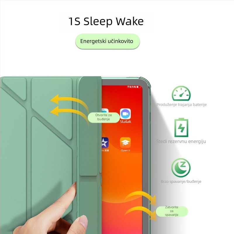 Silikonska zaštitna maska za iPad 12.9/9.7/11 Pro s pretincem za olovku, višestruko sklopivi držač, otpornost na padove