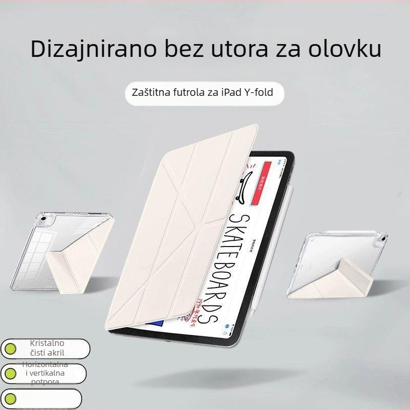 PU zaštitna futrola za iPad Air 7 s Y‑oblikom i trostrukim držačem, bez utora za olovku; kompatibilna s iPad Air 6/9/8/7; otporna na udarce, držač, magnetsko zatvaranje, otpornost na trošenje, zaštita od pada; funkcija spavanja podržana