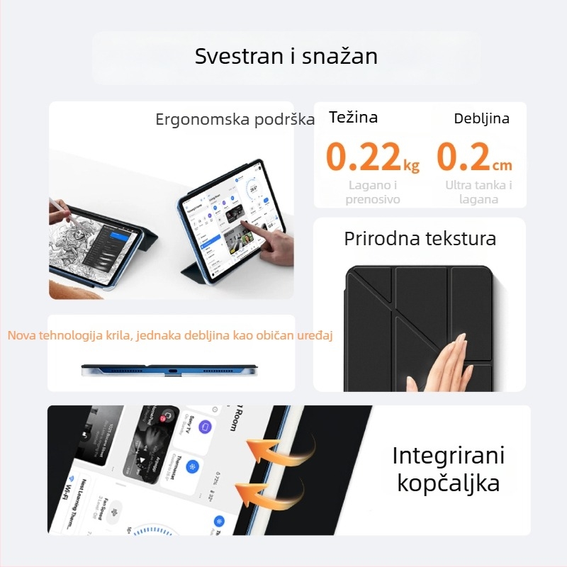 Magnetska dvostruka zaštitna futrola za iPad Air 7./6. generacije i iPad Pro 11, lagana, tankog dizajna, zaštita svih kutova