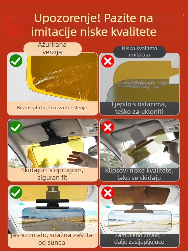 Auto anti-glare ogledalo, ljepilo za montažu, universalna kompatibilnost, jednostavan stil