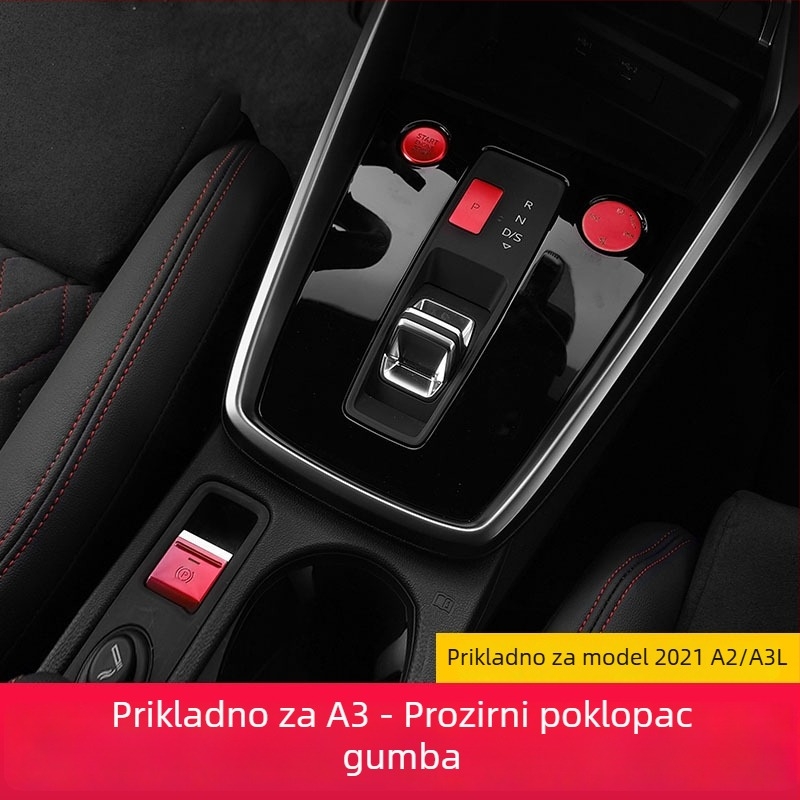 Cocano aluminijska legura dekorativne kapice za gumbe otvaranja vrata, mjenjač, središnja konzola i gumb ručne kočnice za Audi A3L 2021–2023 (mogućnost prilagodbe)