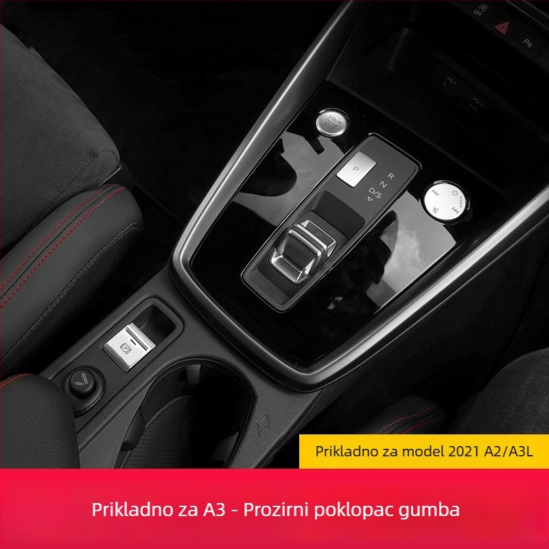 Cocano aluminijska legura dekorativne kapice za gumbe otvaranja vrata, mjenjač, središnja konzola i gumb ručne kočnice za Audi A3L 2021–2023 (mogućnost prilagodbe)