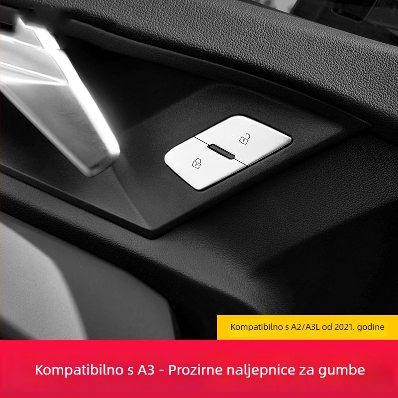 Cocano aluminijska legura dekorativne kapice za gumbe otvaranja vrata, mjenjač, središnja konzola i gumb ručne kočnice za Audi A3L 2021–2023 (mogućnost prilagodbe)