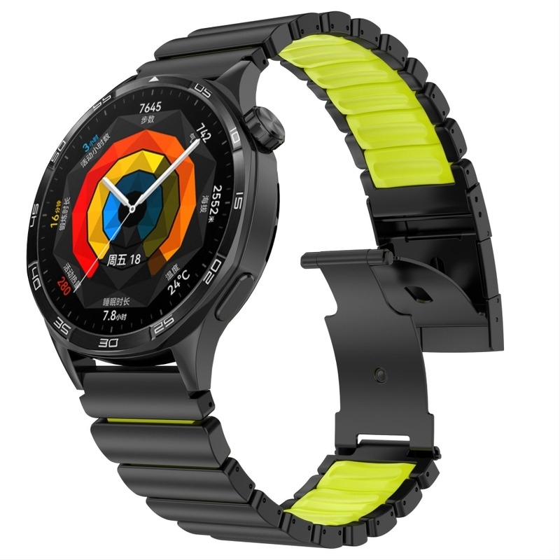 Remen od titanijske legure s gumom, kompatibilan s Apple Watch, Samsung Ultra, Huawei Watch 5 i Garmin, 22 mm priključak, sklopiva kopča